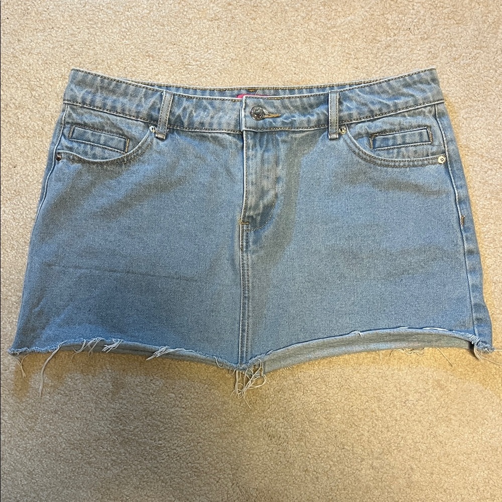 Edikted Blue Denim Mini Skirt